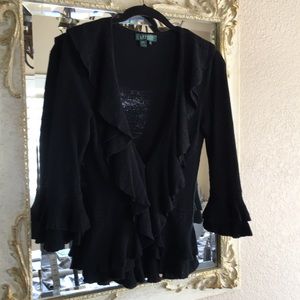 Lauren Ralph Lauren sweater. 100% Linen. Black. M